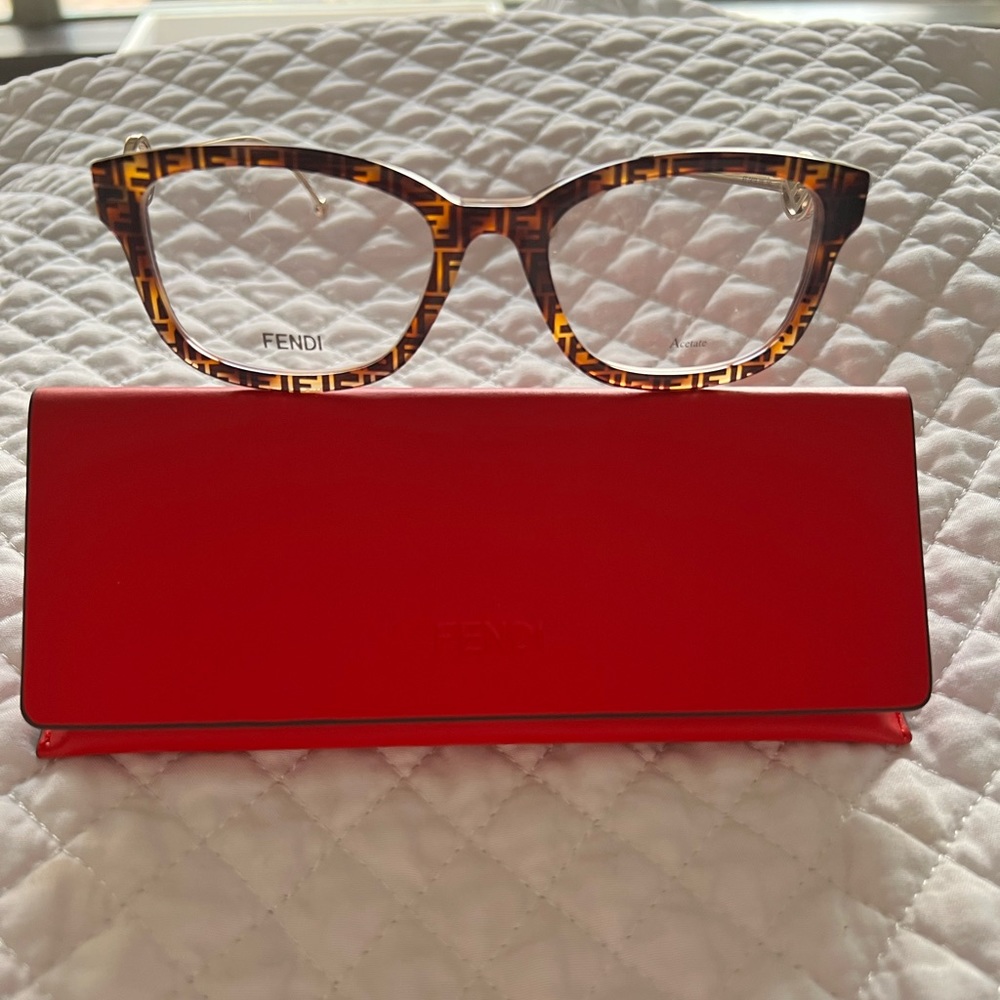 Fendi 49MM Rectangle Optical Glasses Brown Havana